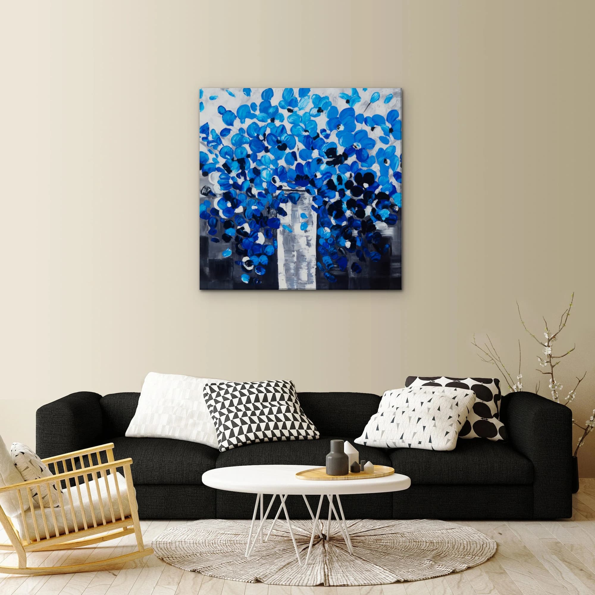 아름다운 파란 꽃 그림 (50X50CM) 이미지 9