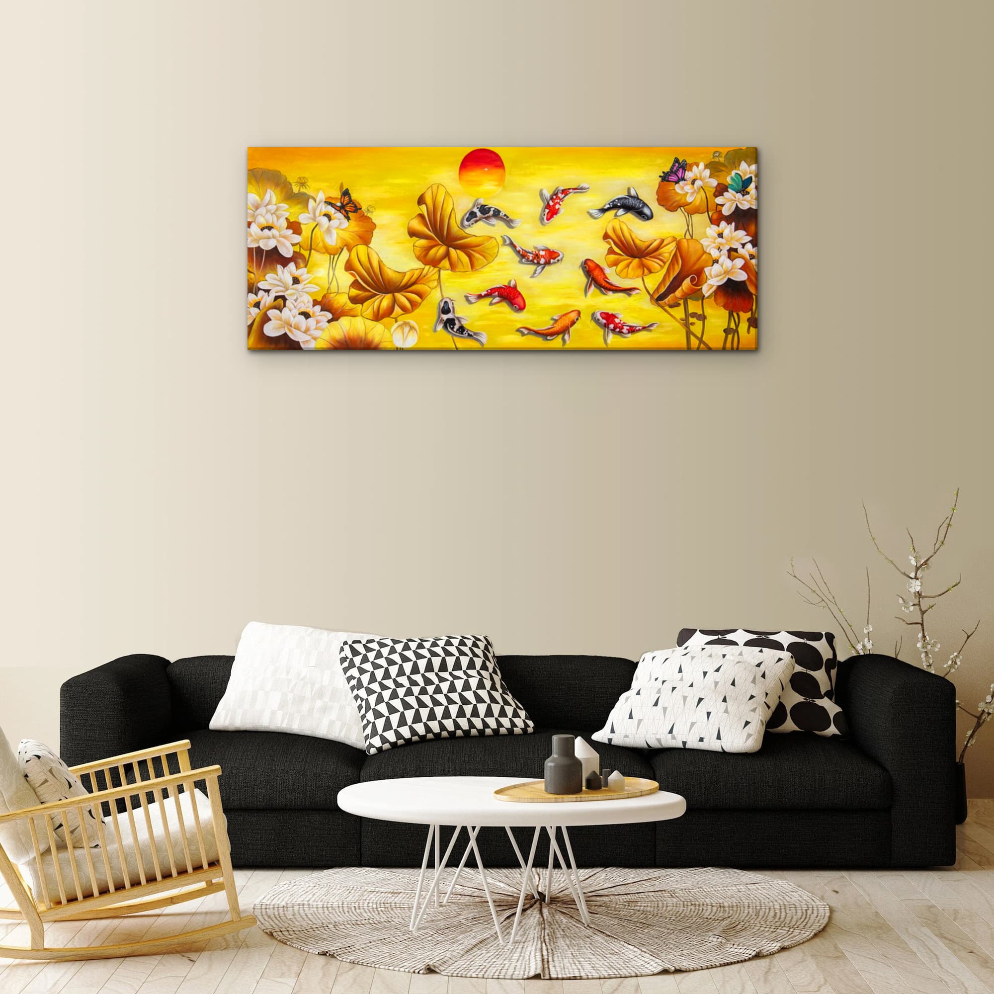 황금 잉어 그림 5 (100X40CM) 이미지 7