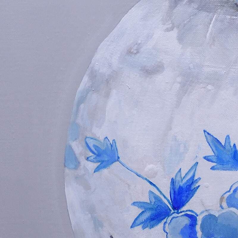 모란꽃과 청화백자 (72X60CM) 이미지 5