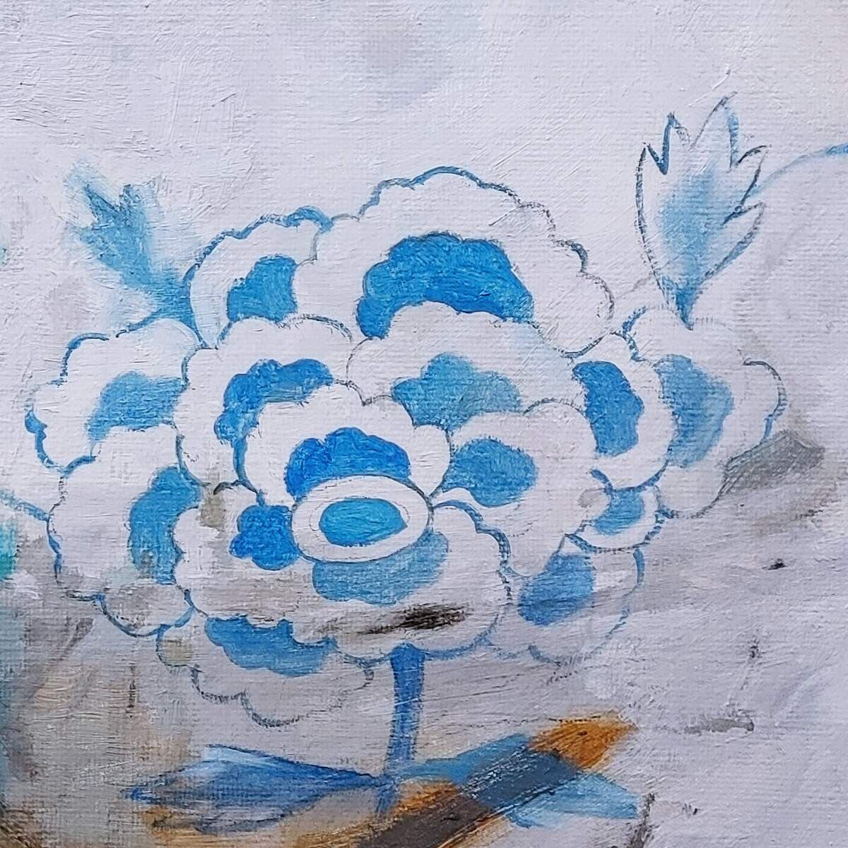 달항아리에 그려진 모란꽃 이미지