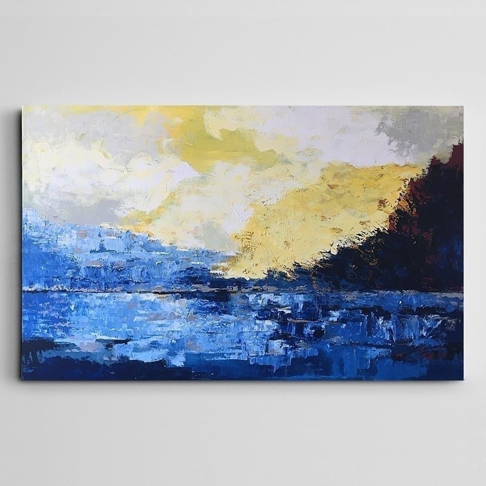 Blue Lake Abstract Landscape Painting