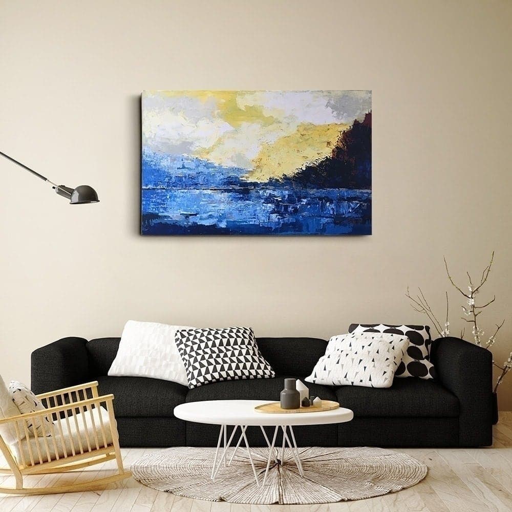 Blue Lake Abstract Landscape Painting image 4