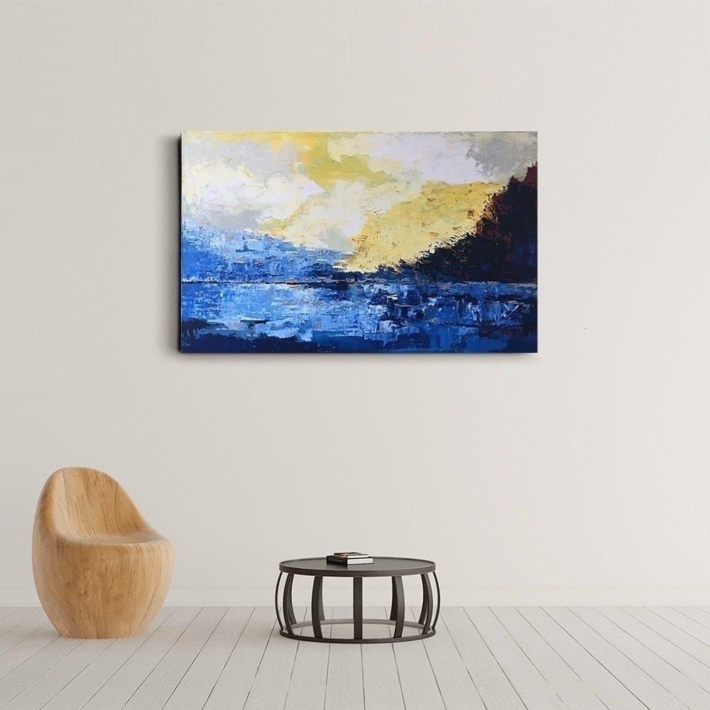 Blue Lake Abstract Landscape Painting image 3