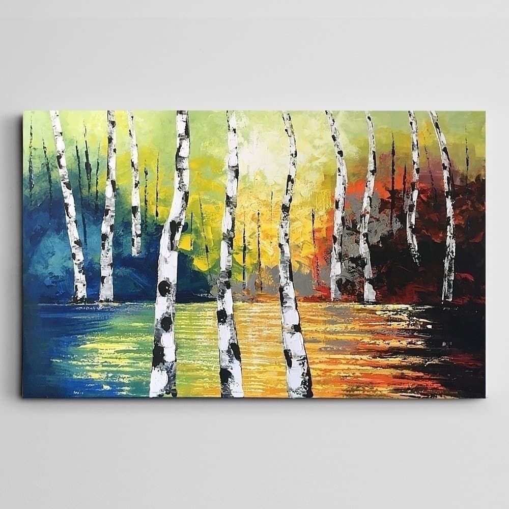 Birch Forest Colorful Painting