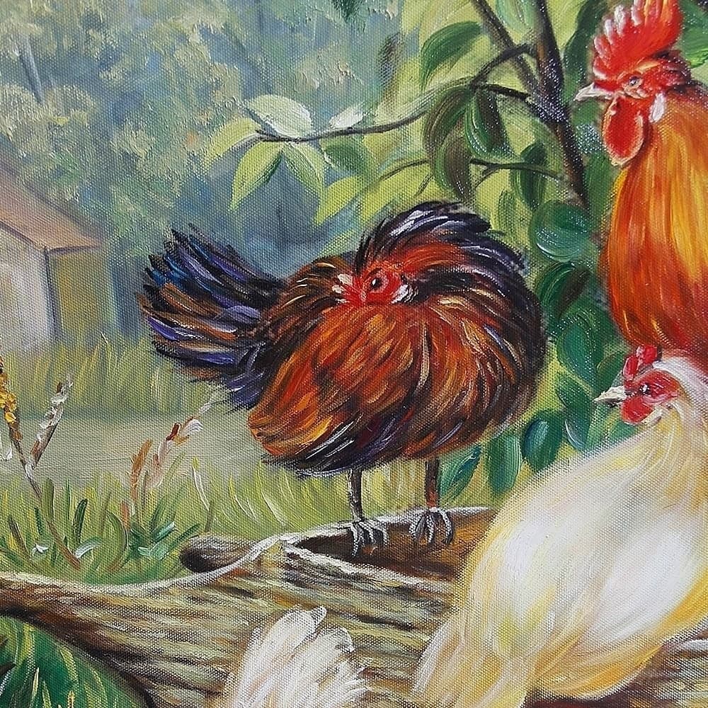 Rooster and Hens on the Farm image 2