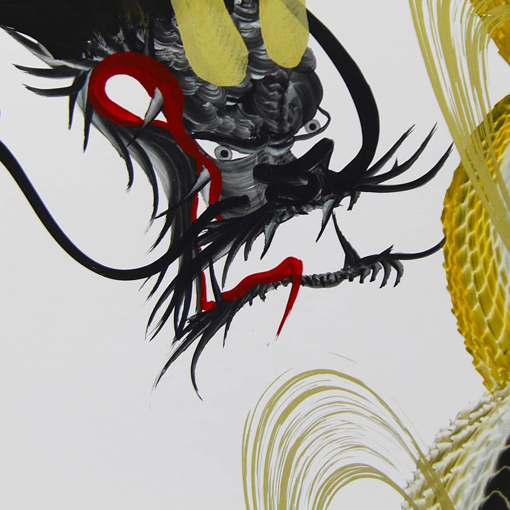 Black and Gold Dragon Painting with Blessing image 2
