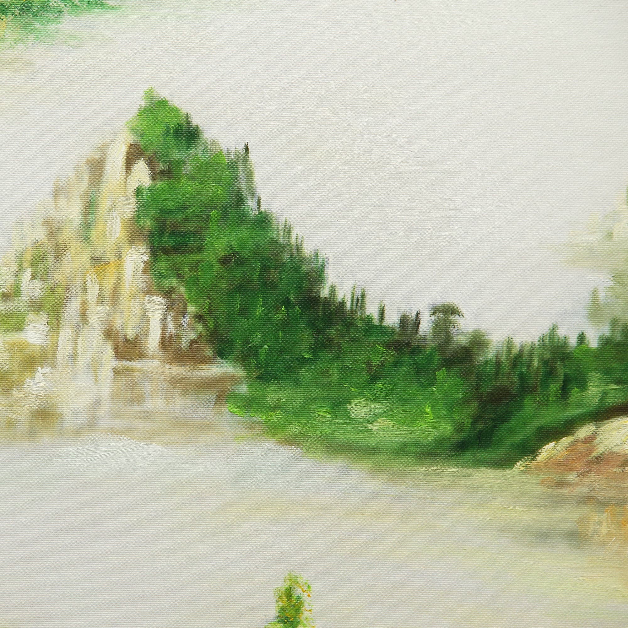 Misty Asian Mountain Village with Waterfall image 4