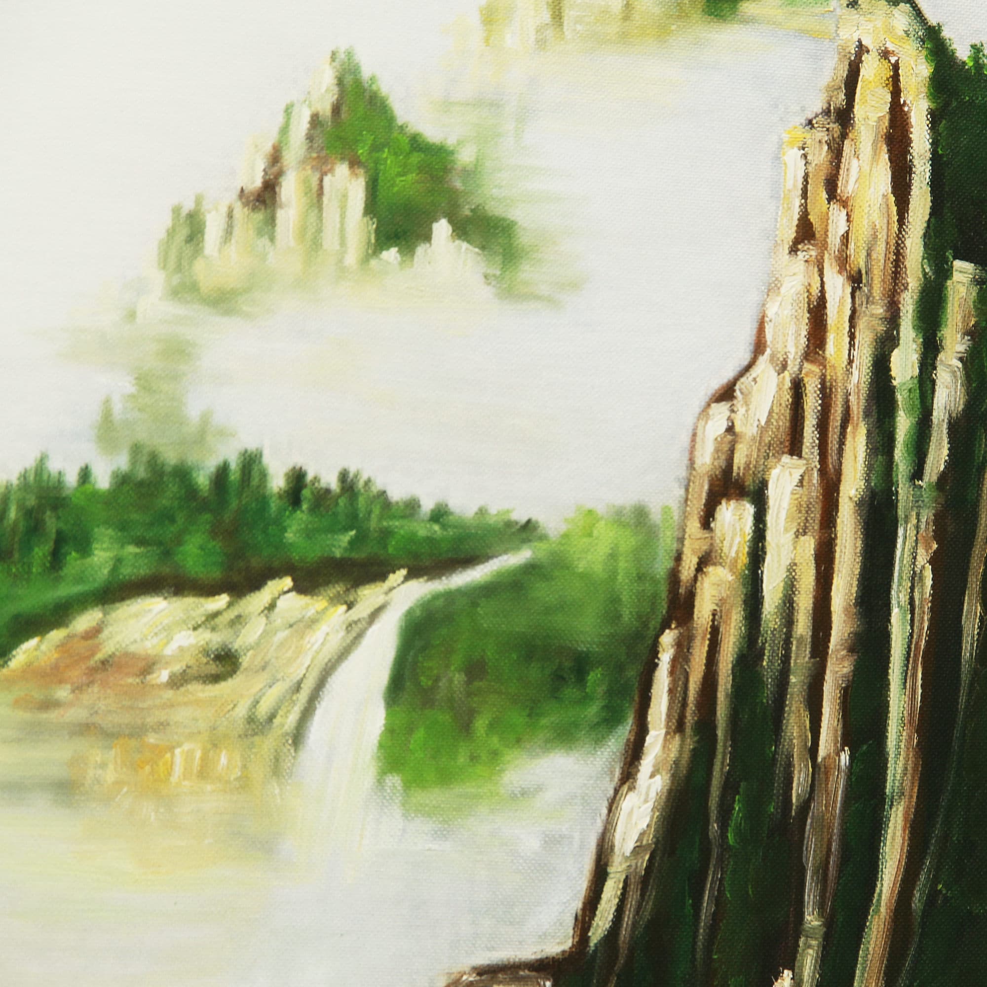 Misty Asian Mountain Village with Waterfall image 3