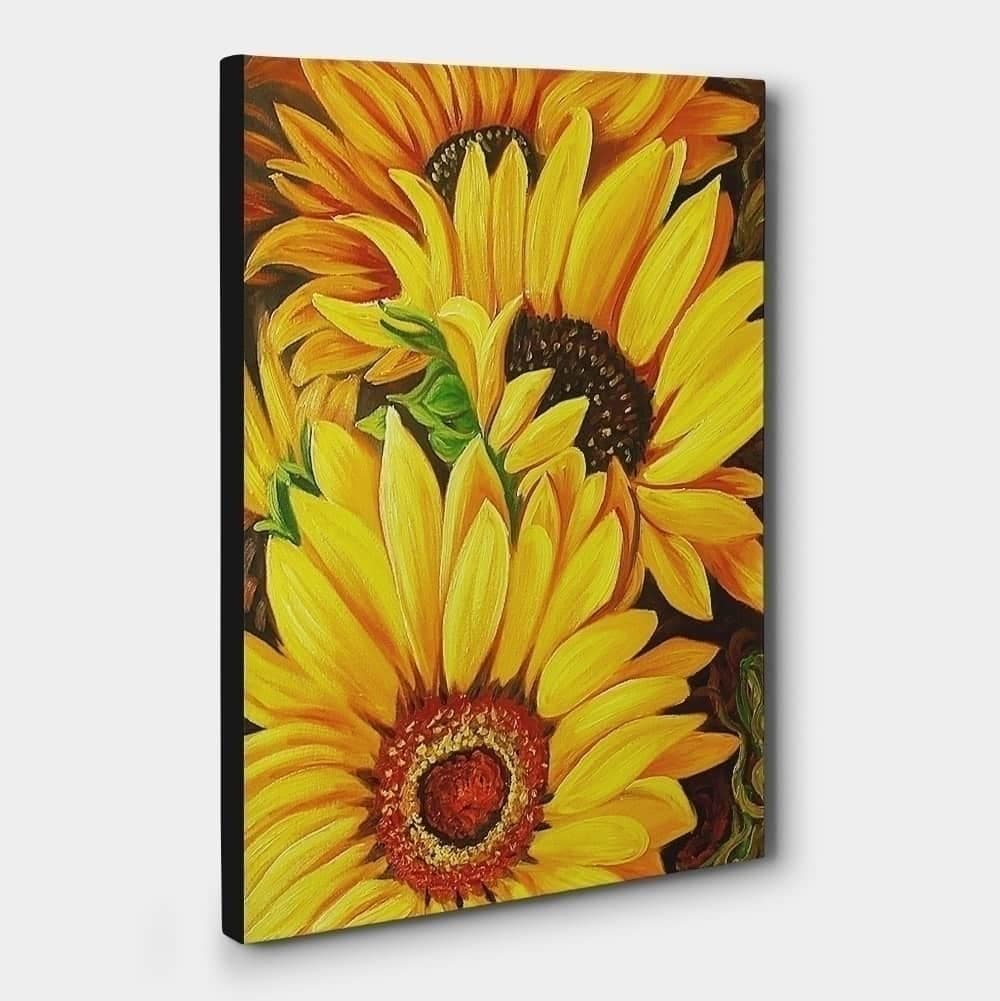 해바라기 그림 액자의 측면을 촬영한 사진