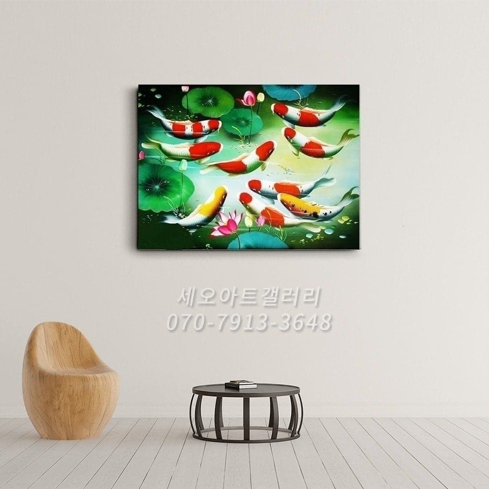 Nine Koi Fish in Green Lotus Garden image 3