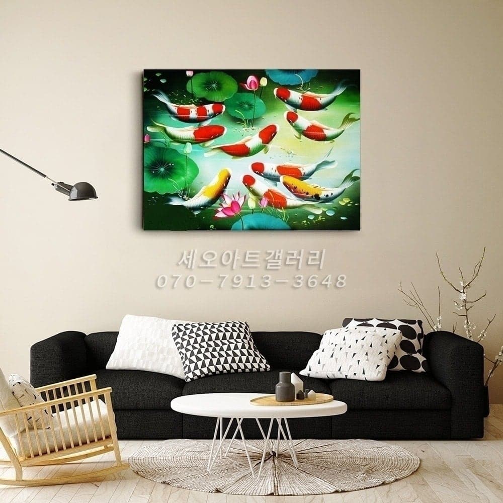Nine Koi Fish in Green Lotus Garden image 4