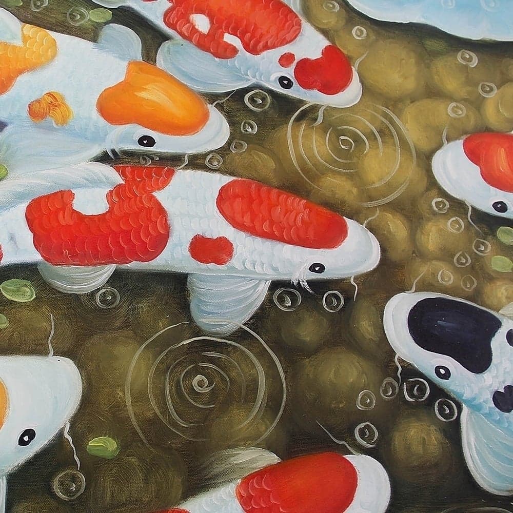 Nine Koi Fish with Blue and Pink Lotus Flowers image 5