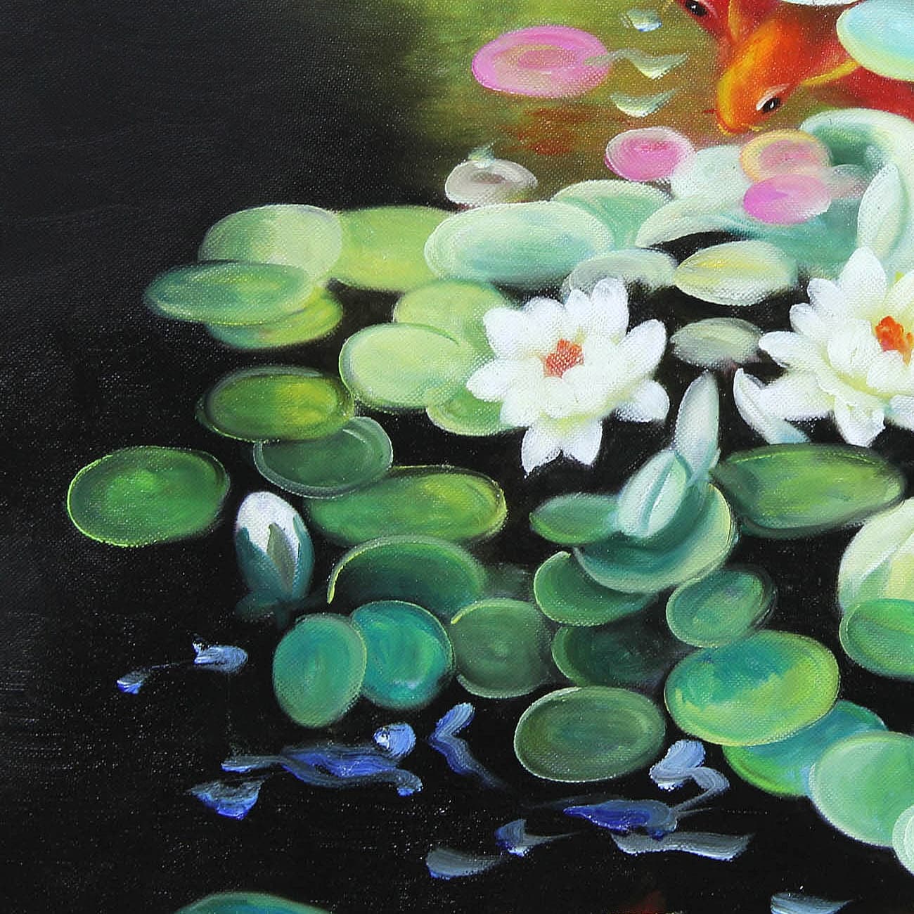Koi Fish Under Lily Pads in Tranquil Garden Pond image 4