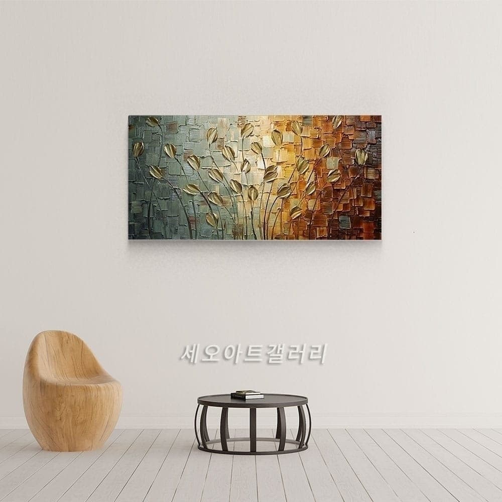 Gold Flower Buds Abstract Painting image 3