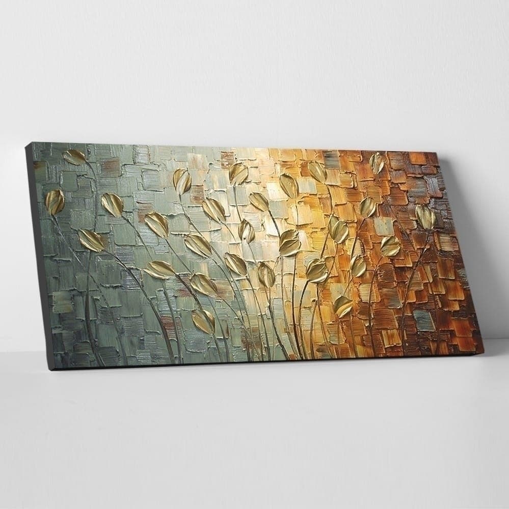 Gold Flower Buds Abstract Painting image 2