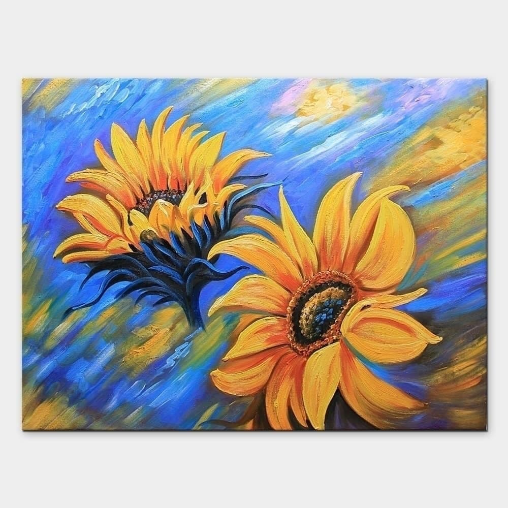 Sunflowers Against Blue Abstract Sky