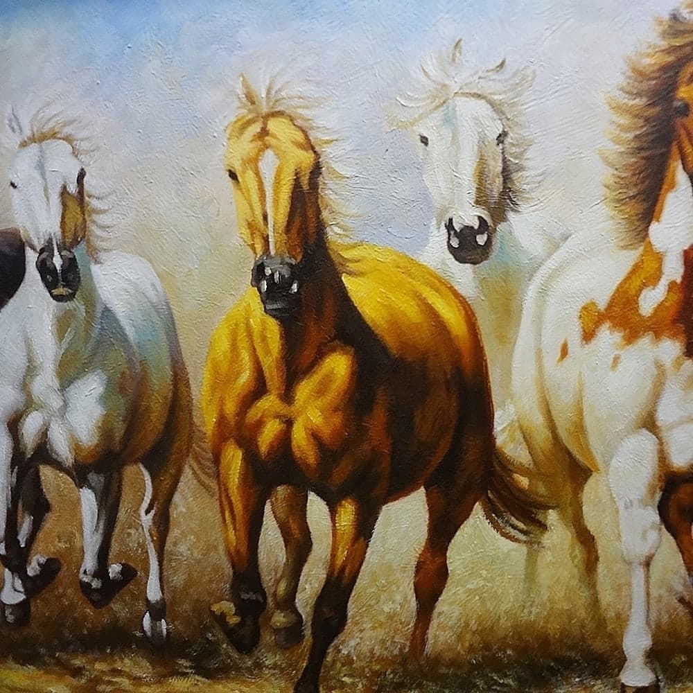 Eight Horses Charging Across Golden Fields image 2
