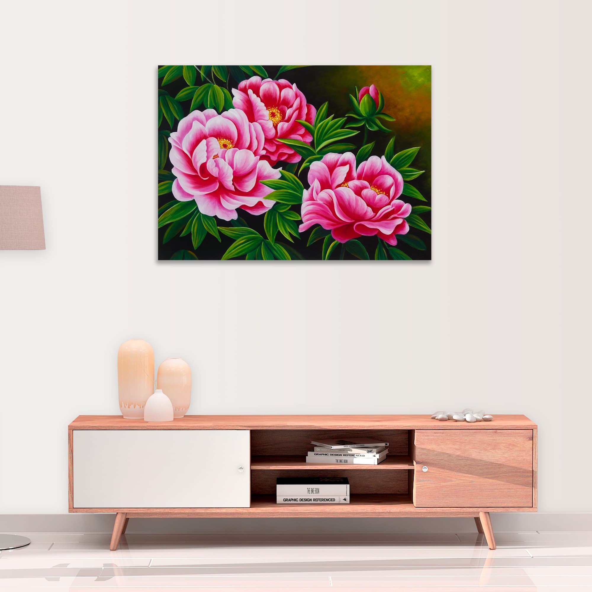 Deep Pink Peonies on Dark Background image 7