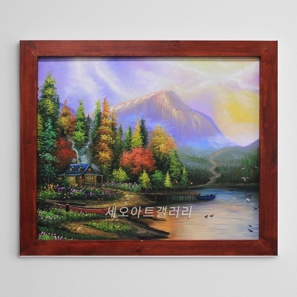 Mountain Cabin by the Lake in Autumn
