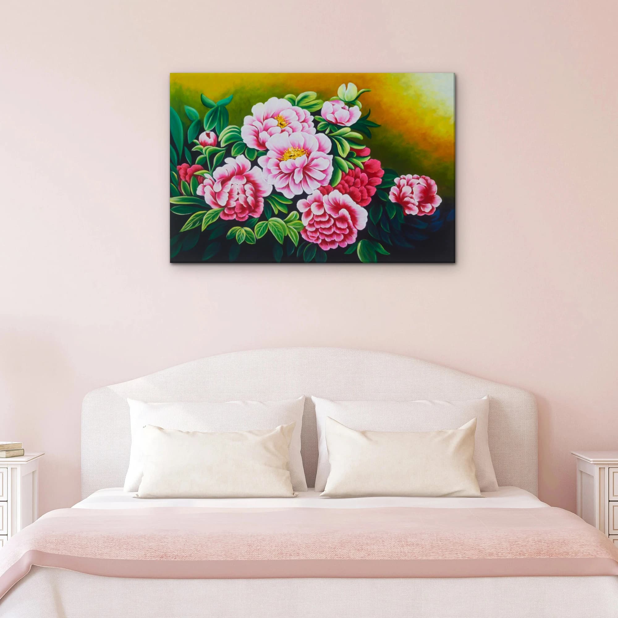 Pink Peony Bouquet on Golden Background image 10
