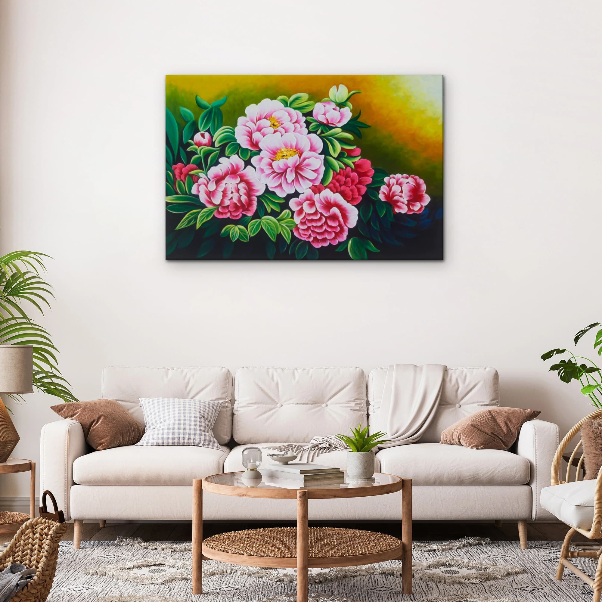 Pink Peony Bouquet on Golden Background image 8