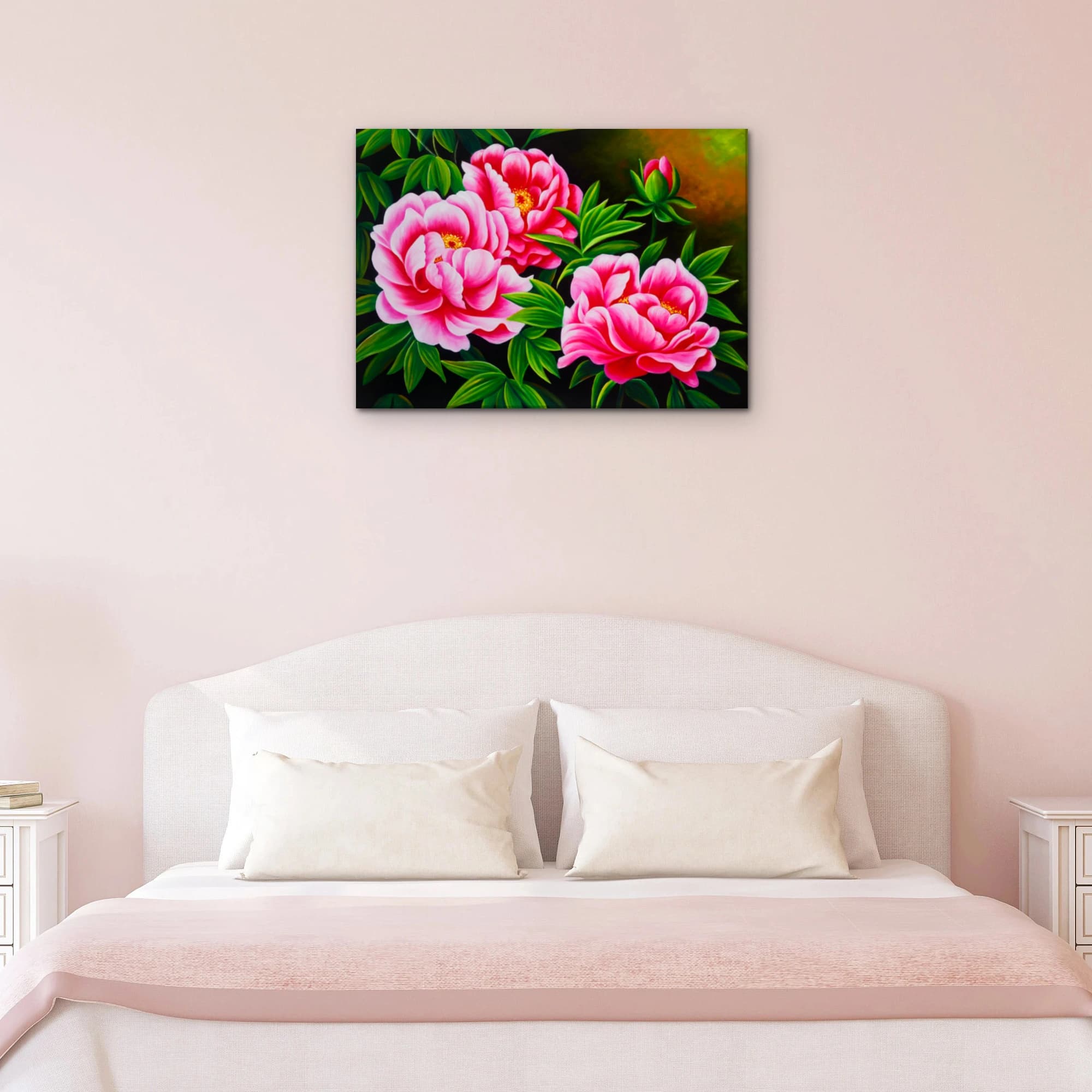 Deep Pink Peonies on Dark Background image 10