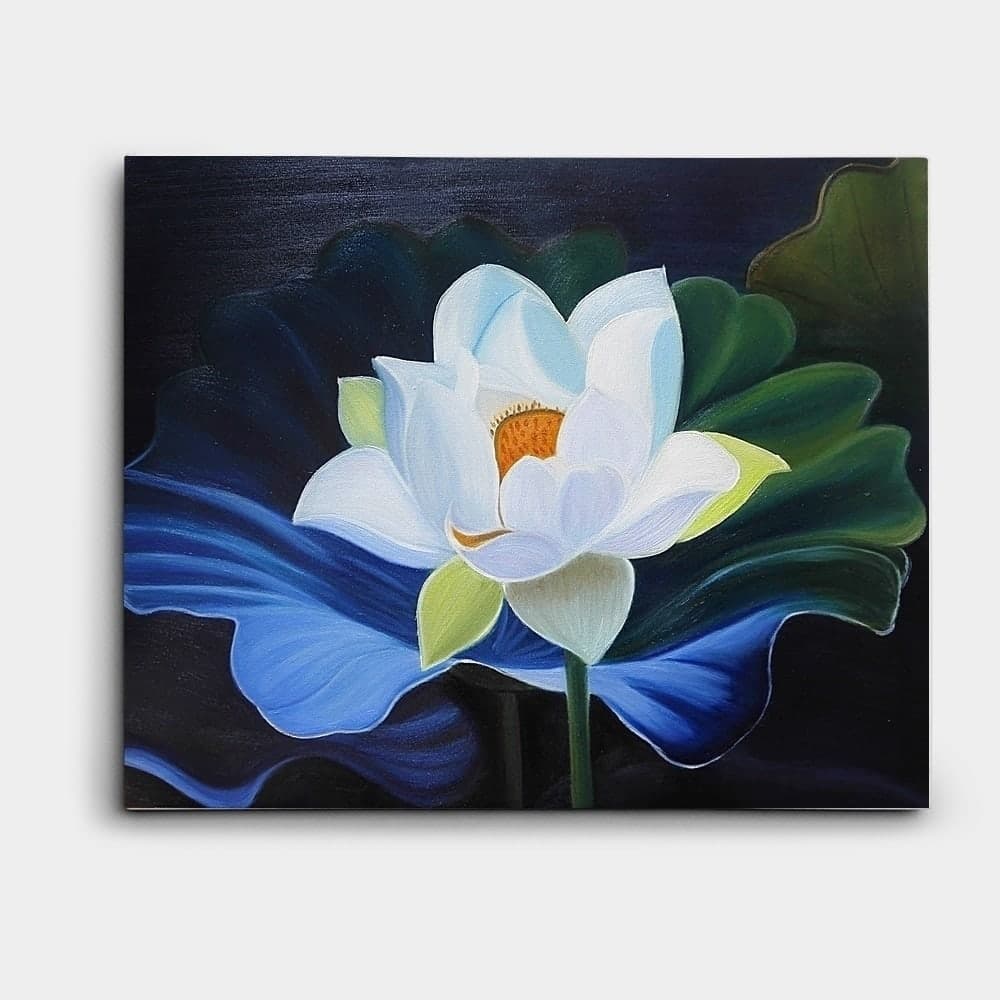 White Lotus on Blue Lily Pad