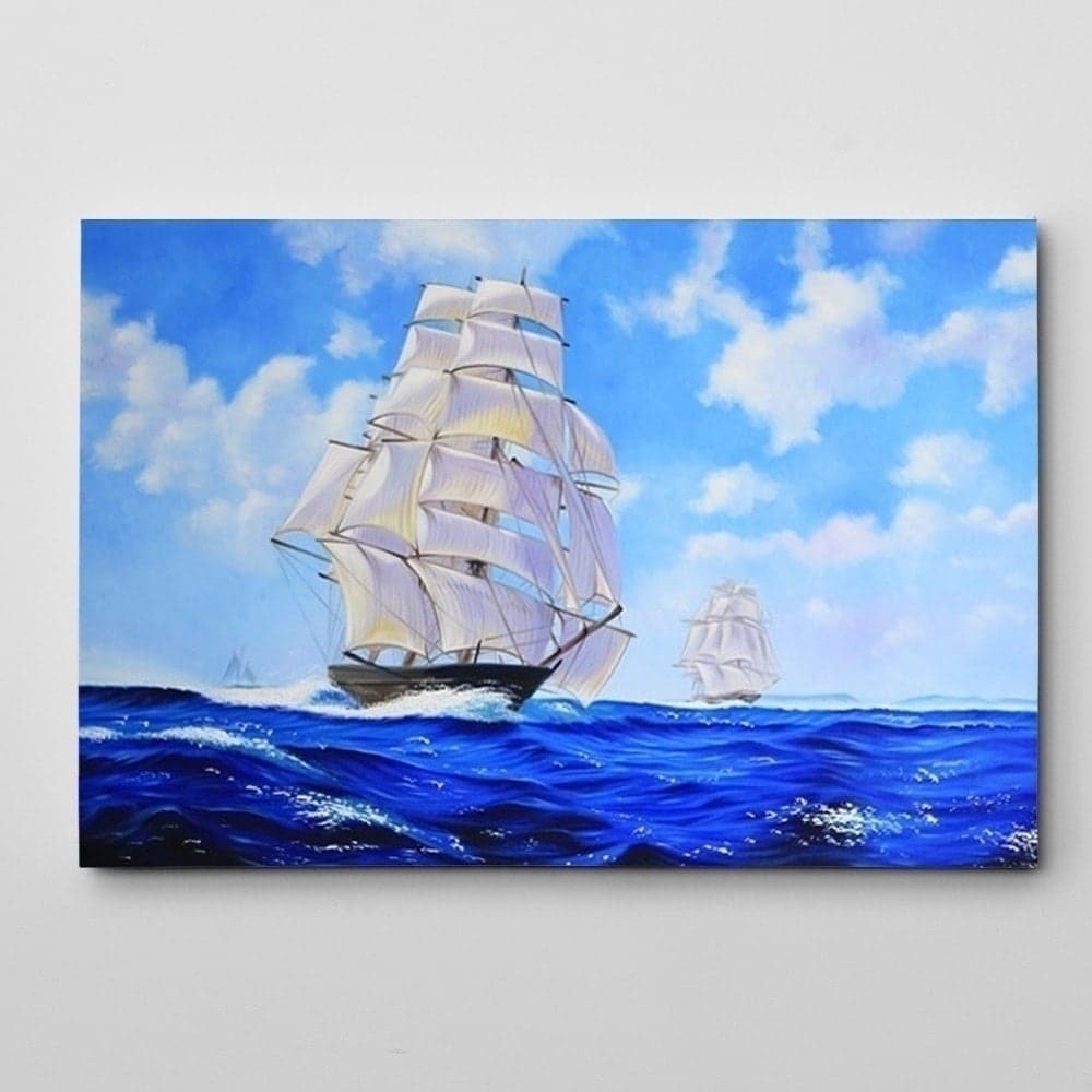 Tall Ships Sailing Through Rough Seas