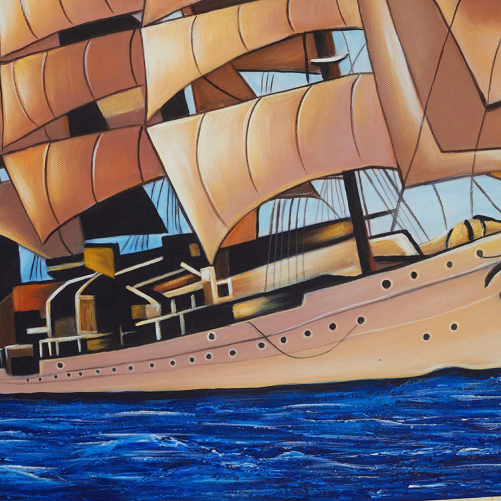 Sailing Ship with Tan Sails at Sea image 3