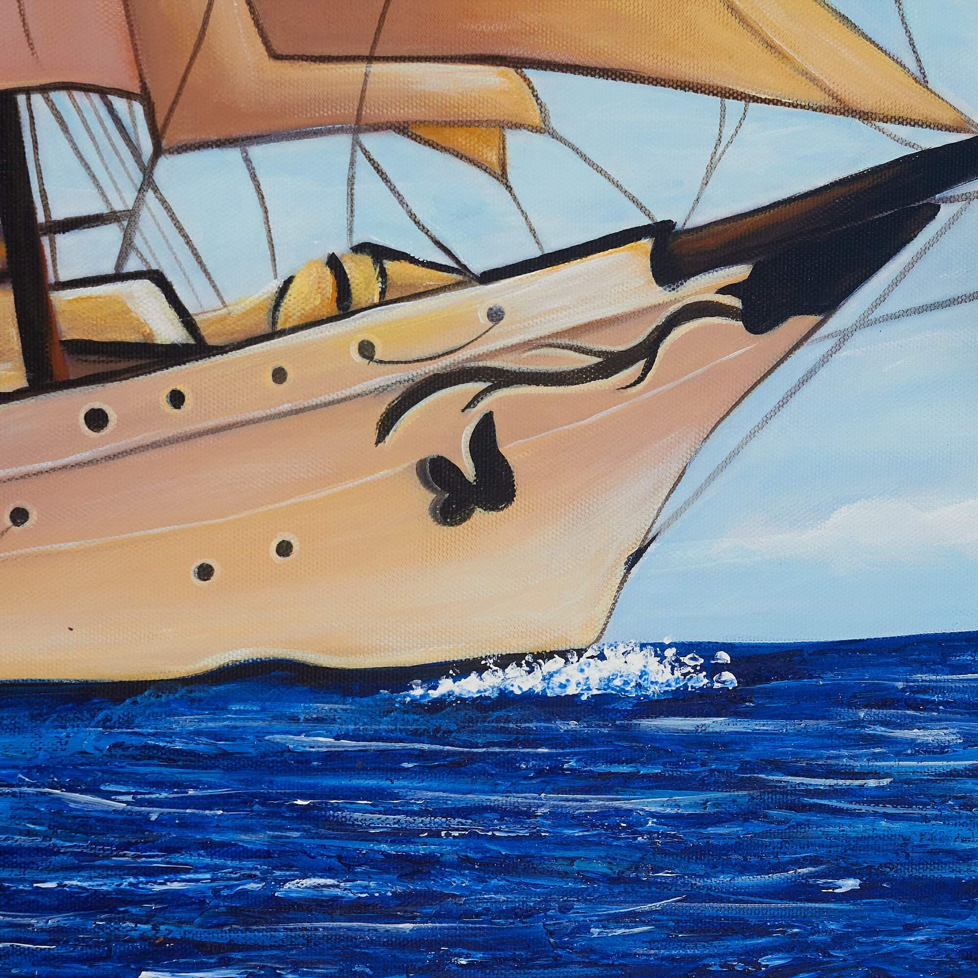 Sailing Ship with Tan Sails at Sea image 4