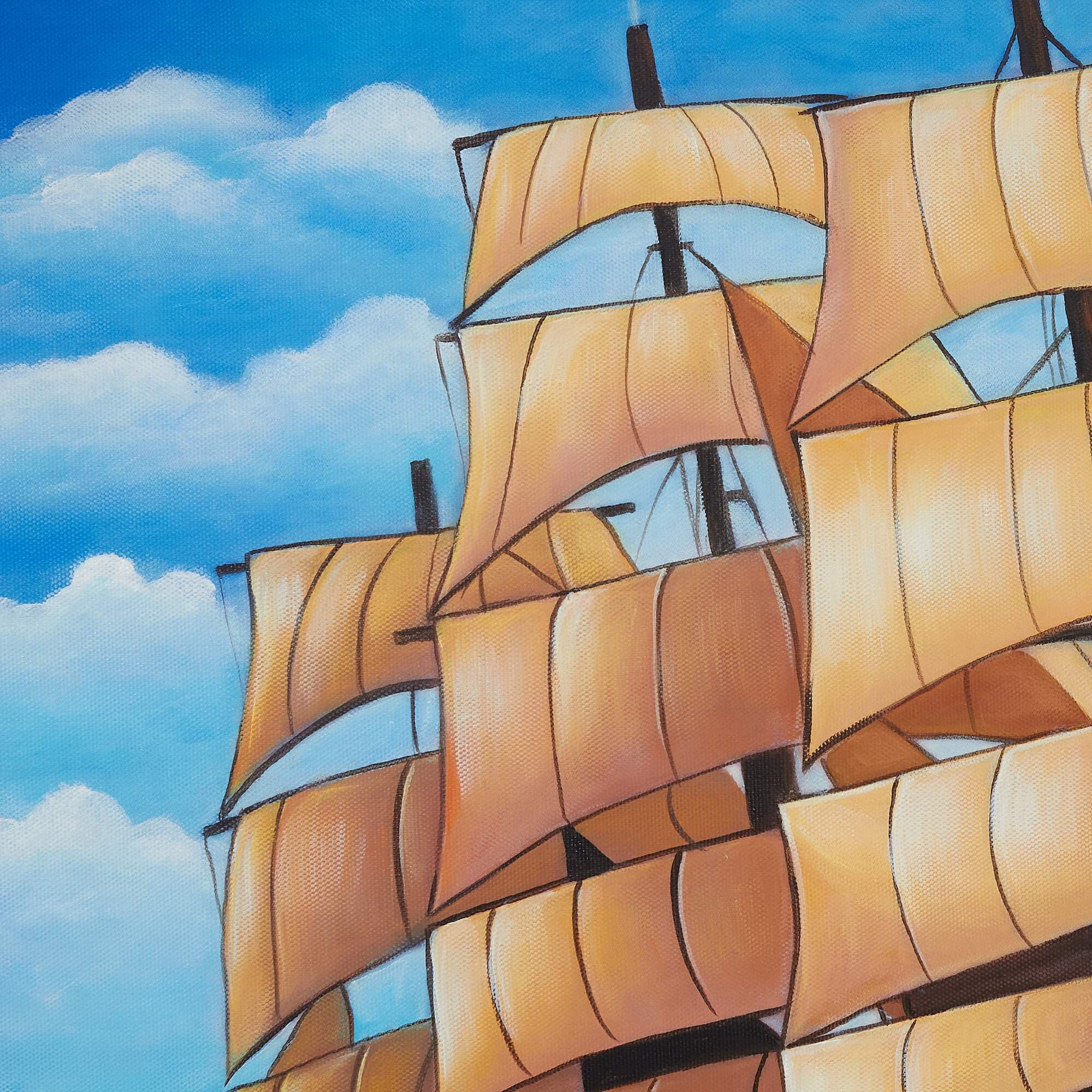 Sailing Ship with Tan Sails at Sea image 5