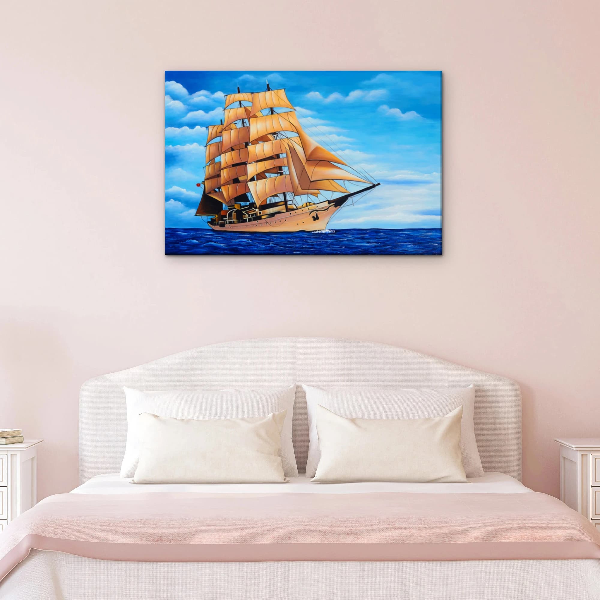 Sailing Ship with Tan Sails at Sea image 10