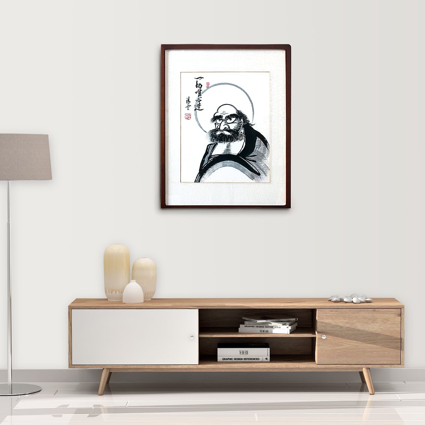 Bodhidharma Traditional Framed Bust – All Things Arise from Mind image 5