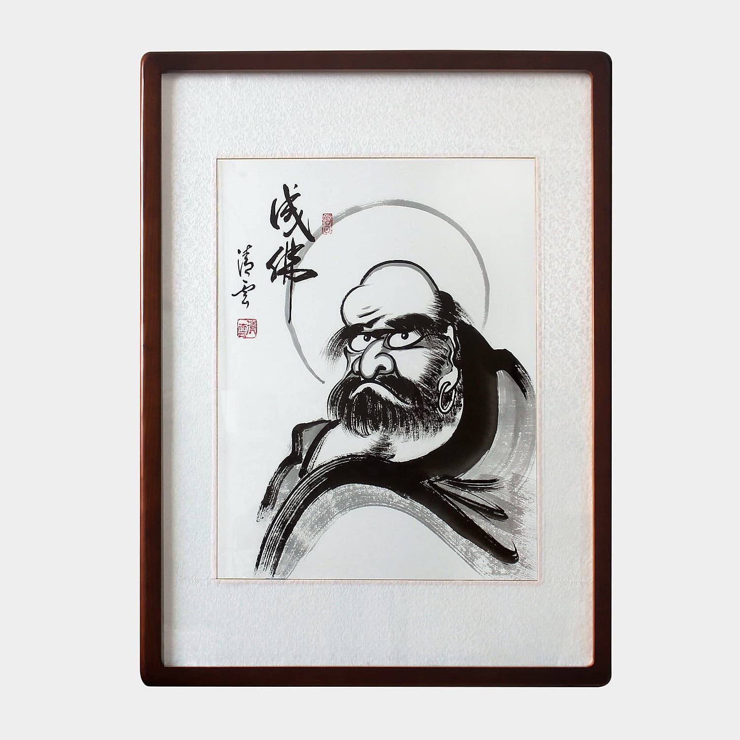 Bodhidharma Traditional Framed Bust – Attaining Enlightenment