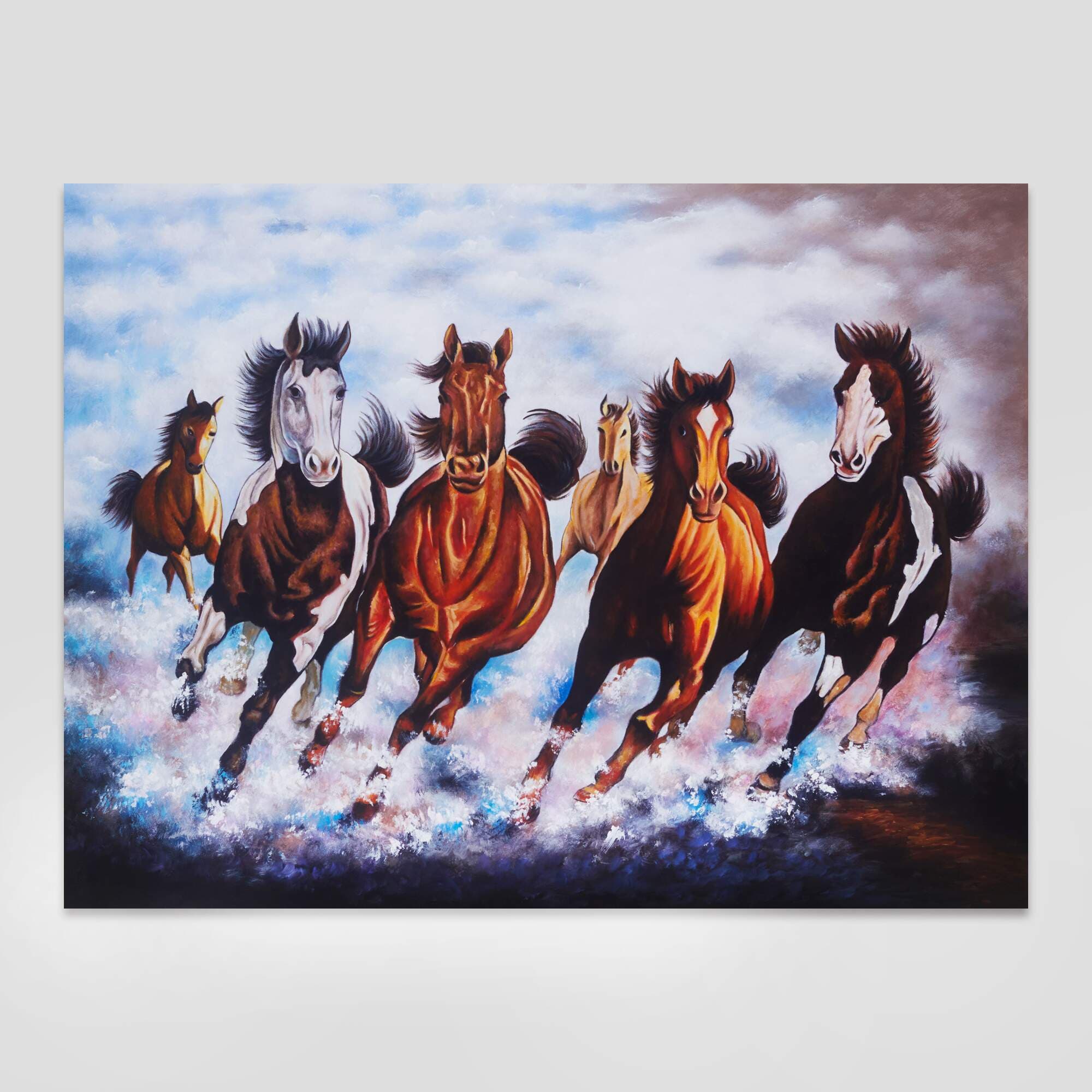 Eight Horses Galloping Through the Waves