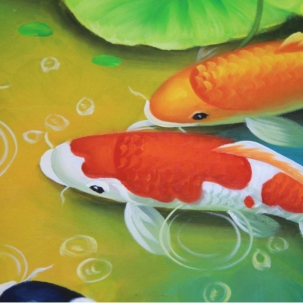 Nine Koi Fish in Lotus Pond with Pink Flowers image 3