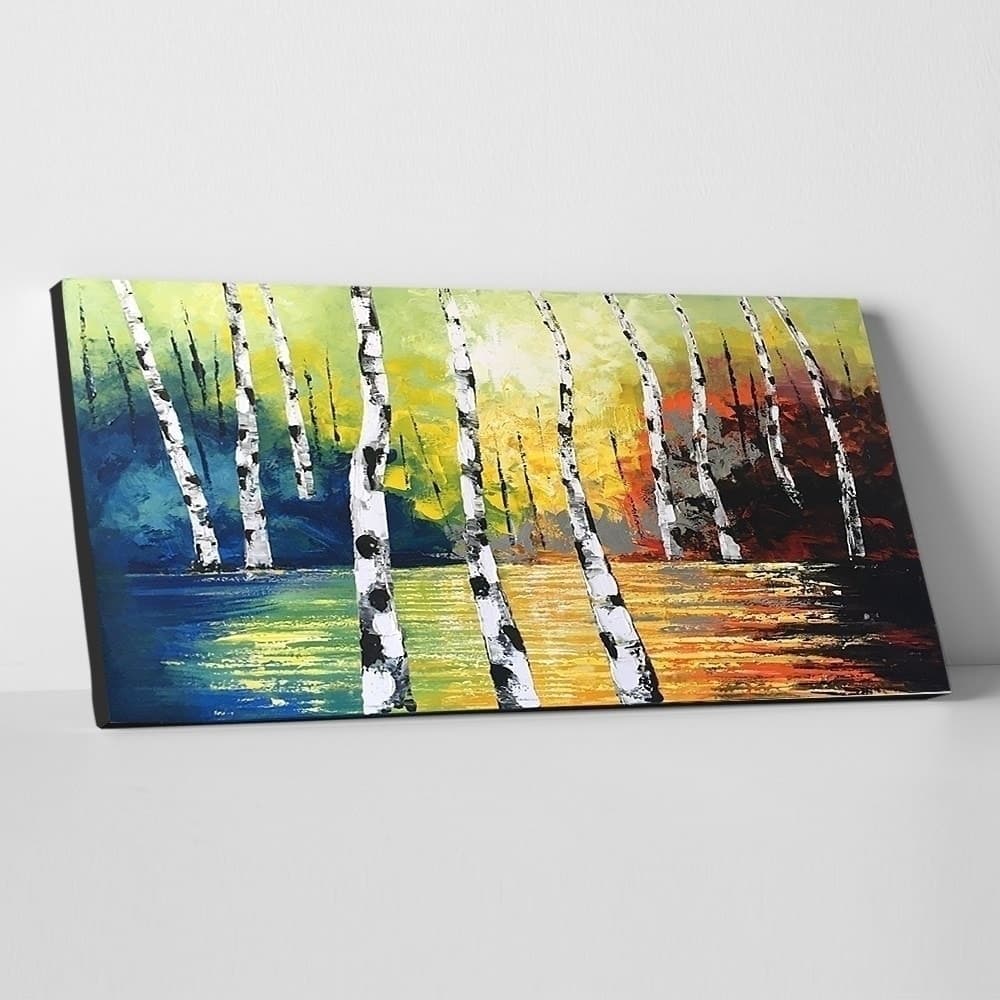 Birch Forest Colorful Painting image 2