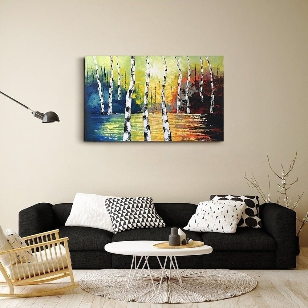 Birch Forest Colorful Painting image 4
