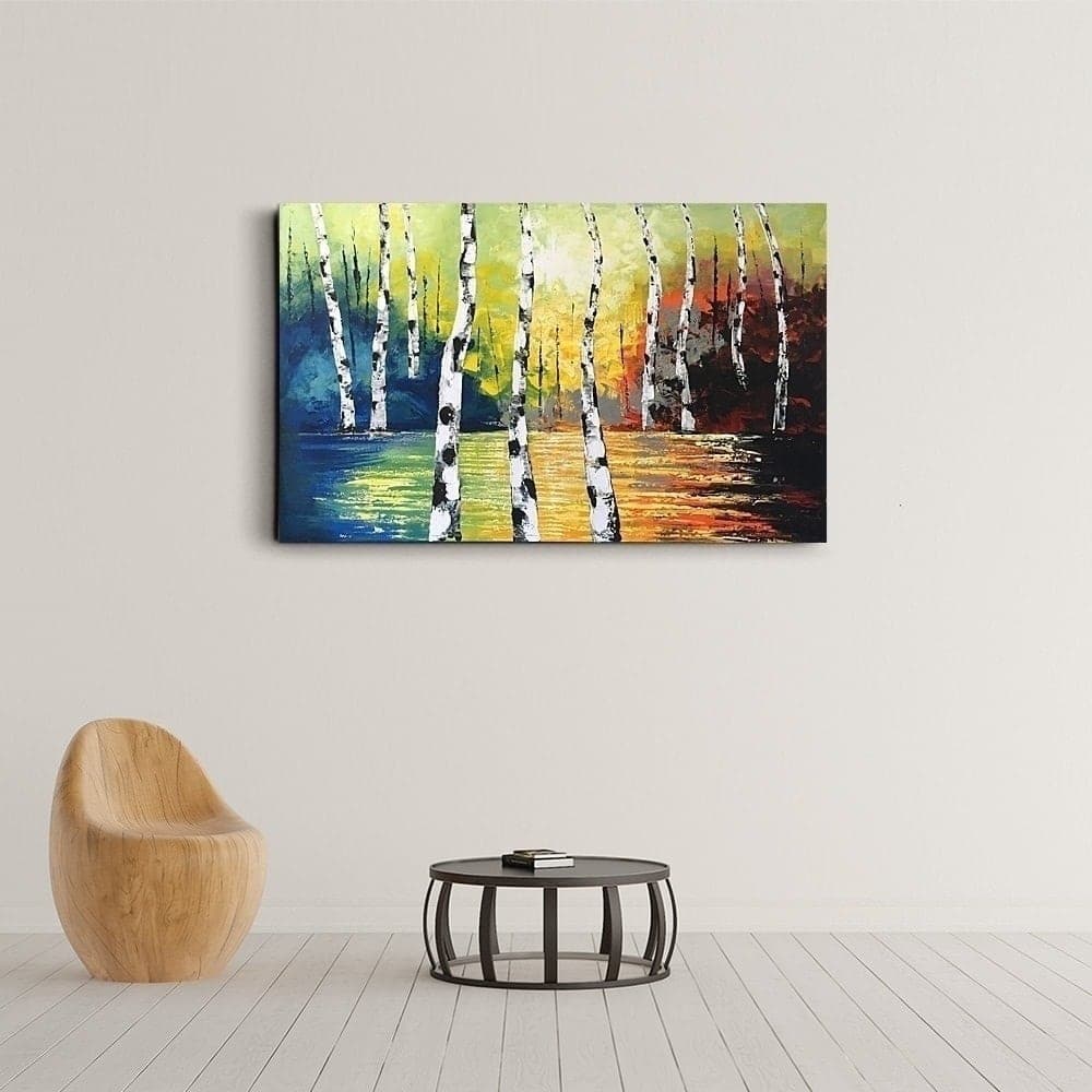 Birch Forest Colorful Painting image 3