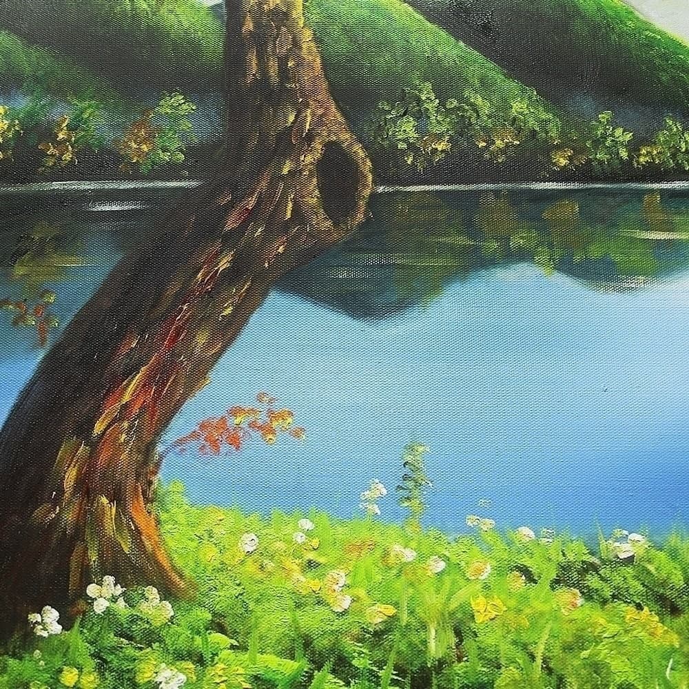 Autumn Lake Landscape with Deer image 5