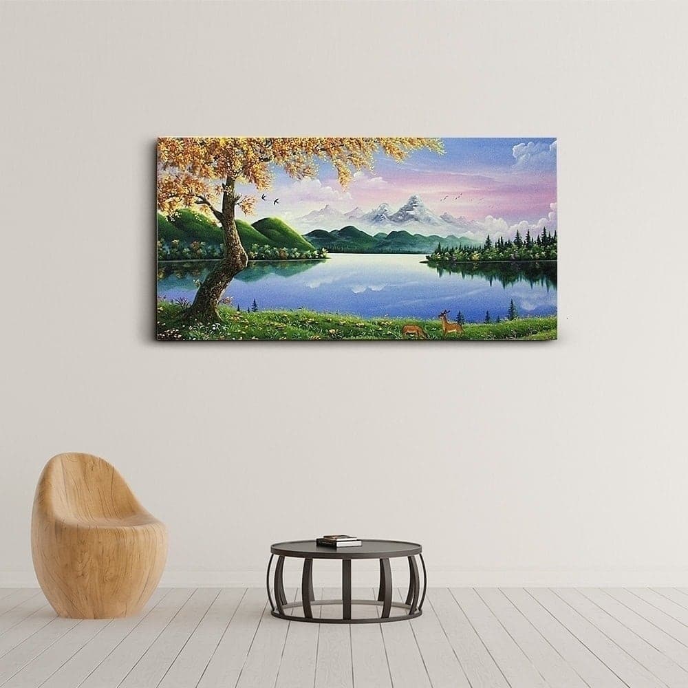 Autumn Lake Landscape with Deer image 6