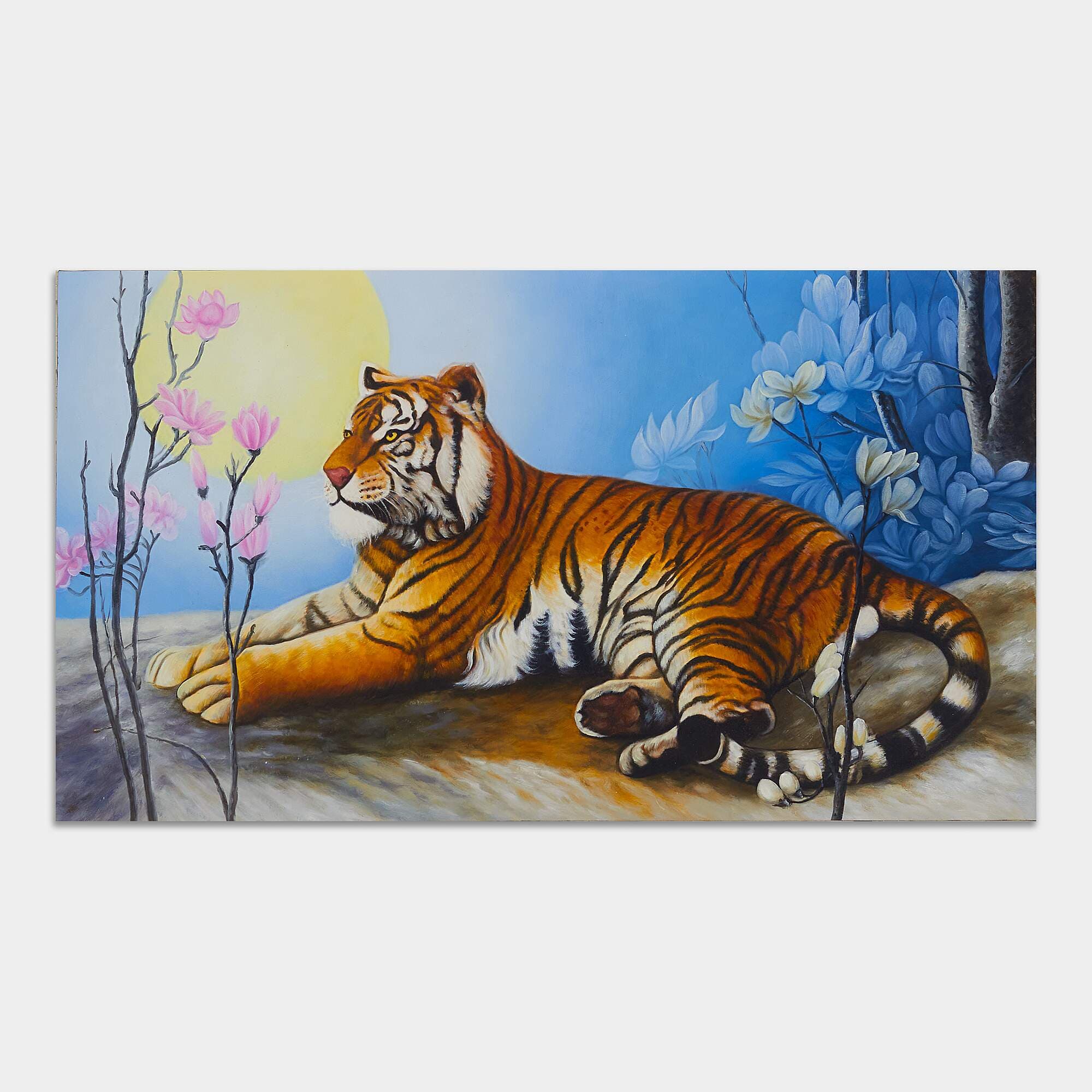 Tiger in Moonlight with Plum Blossoms