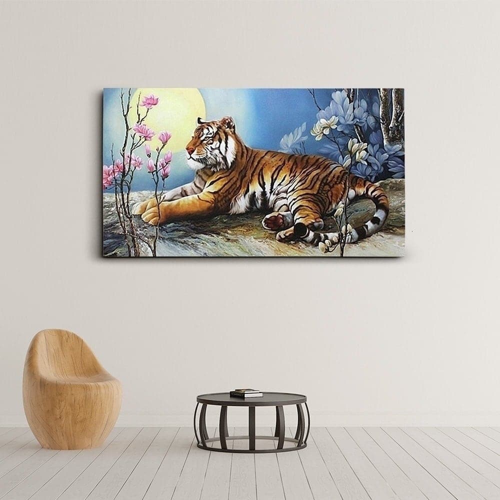 Tiger in Moonlight with Plum Blossoms image 5