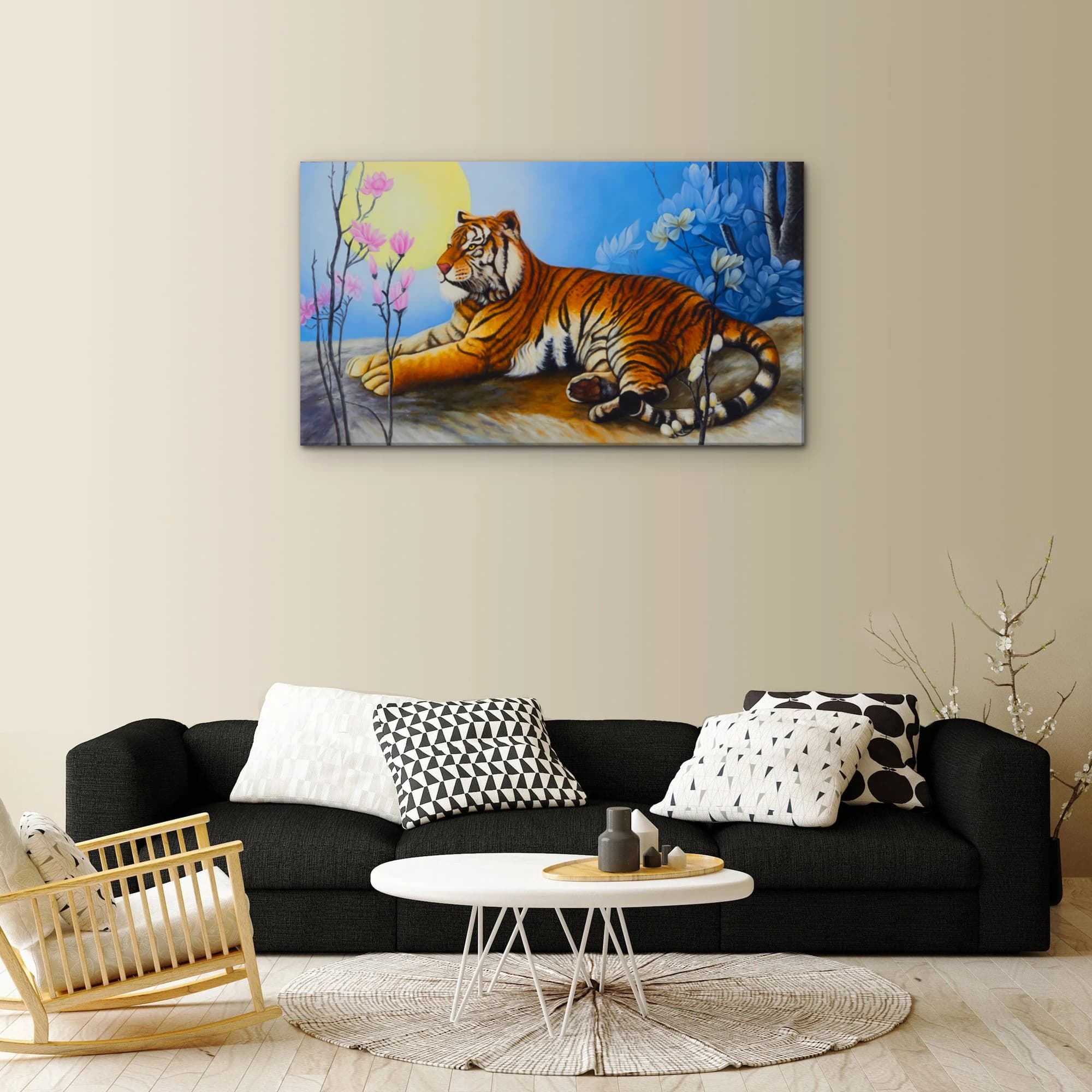 Tiger in Moonlight with Plum Blossoms image 7