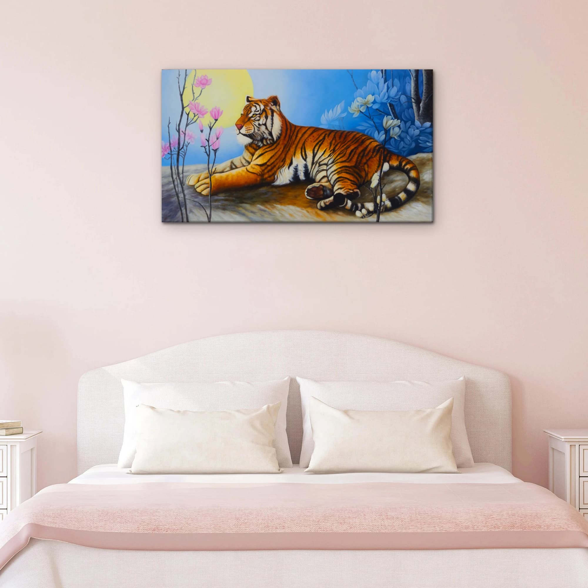 Tiger in Moonlight with Plum Blossoms image 8