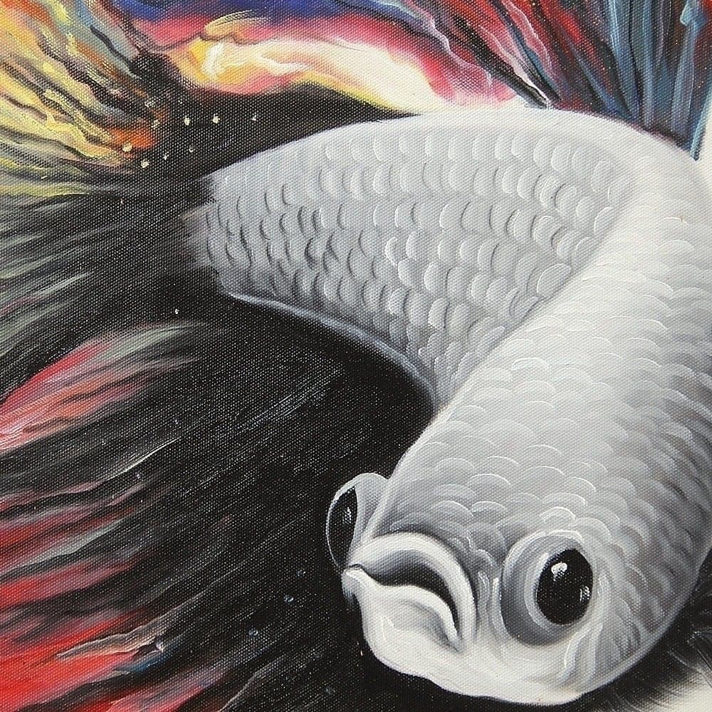 베타 물고기 유화 그림 (108X60CM) image 3