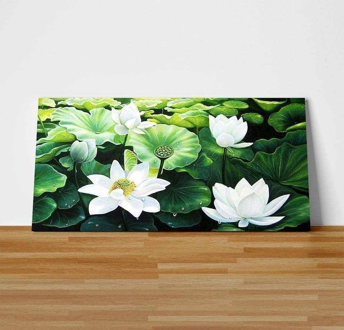 White Lotus Flowers with Raindrops image 2