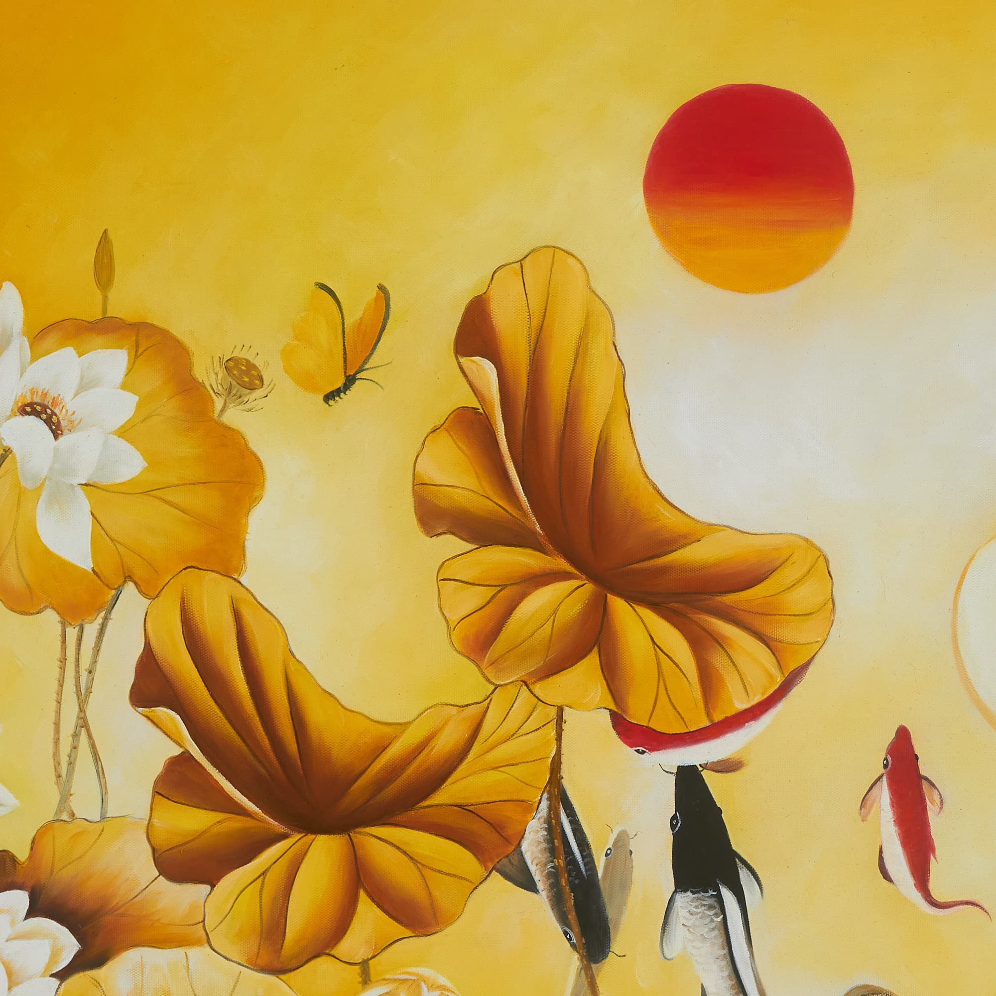 Koi Fish and White Lotus at Golden Sunset image 3