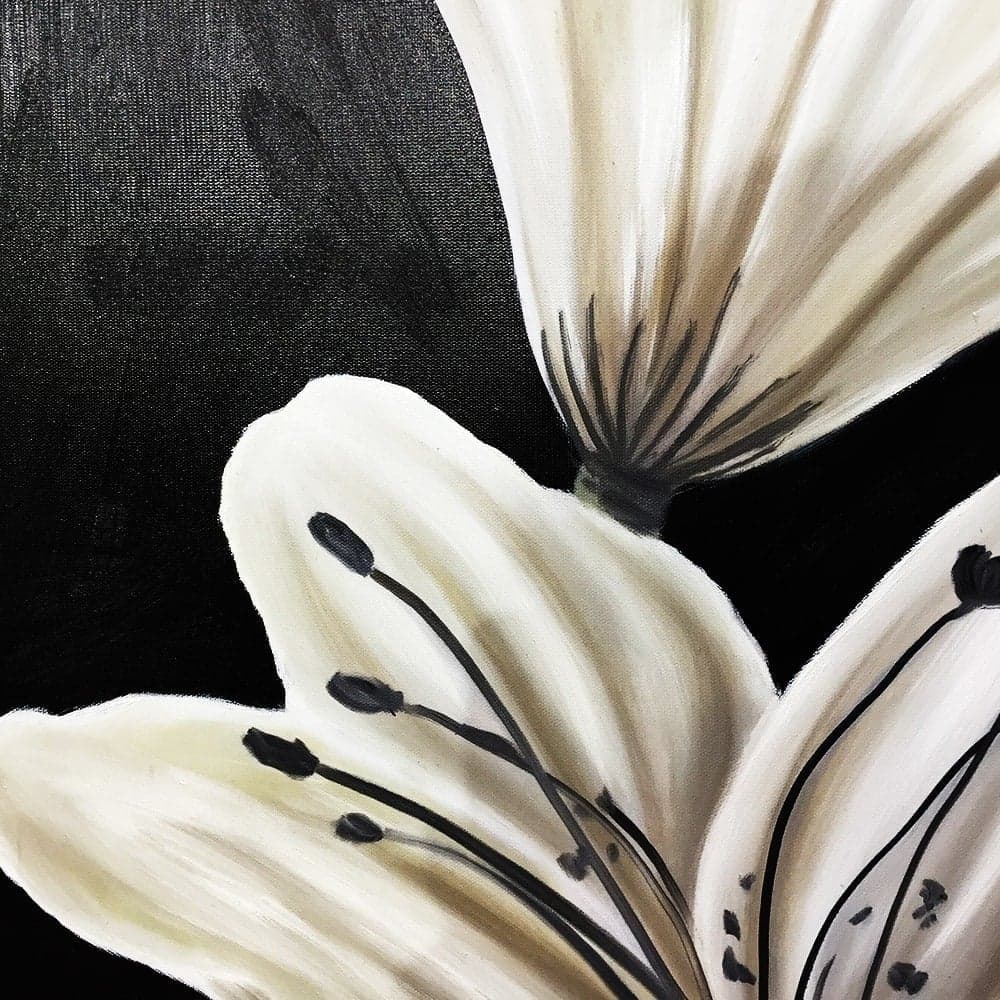White Lily Painting on Black Background image 4