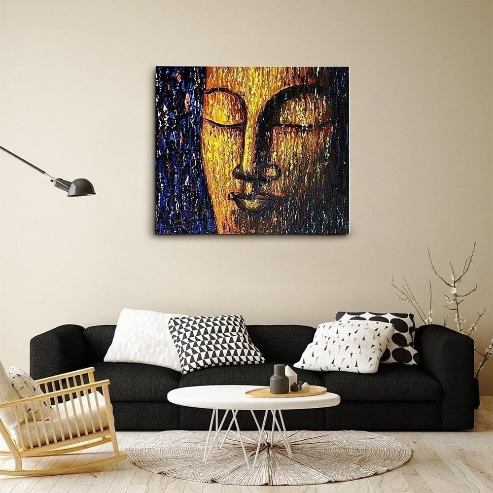 Blue and Gold Buddha Oil Painting image 5